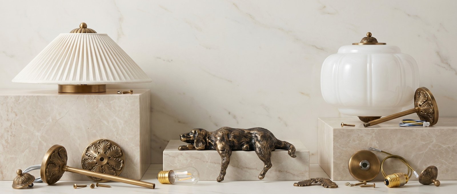 Glass and brass lighting collection