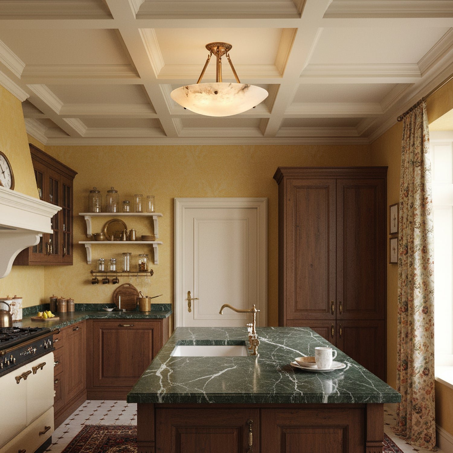 Alabaster Bowl Ceiling Lamp